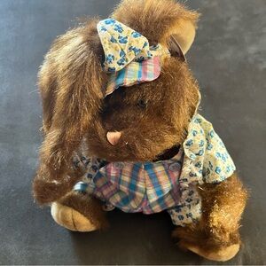 New Sugar Loaf Bloomers Vintage Bunny Stuffed Doll In Plaid & Flowered Clothes